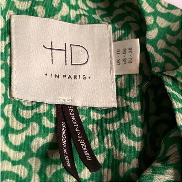 HD in Paris (Anthropologie Import) Green Abstract Ruffle Front Tank Blouse 6 - Picture 6 of 9